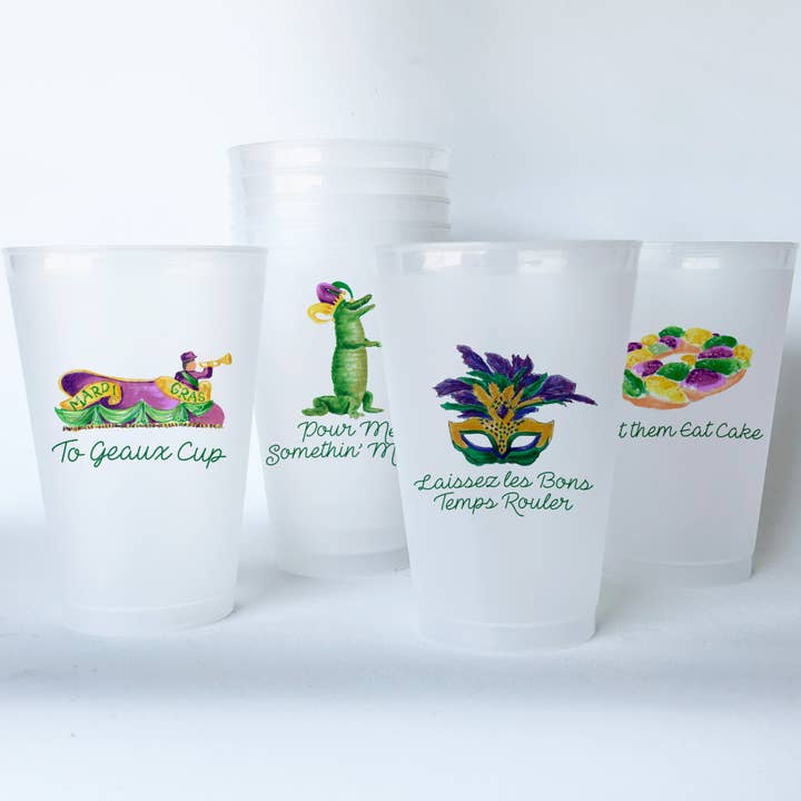 Mardi Gras Shatterproof 20 oz Plastic Cups; set of 8 for wholesale by Dishique