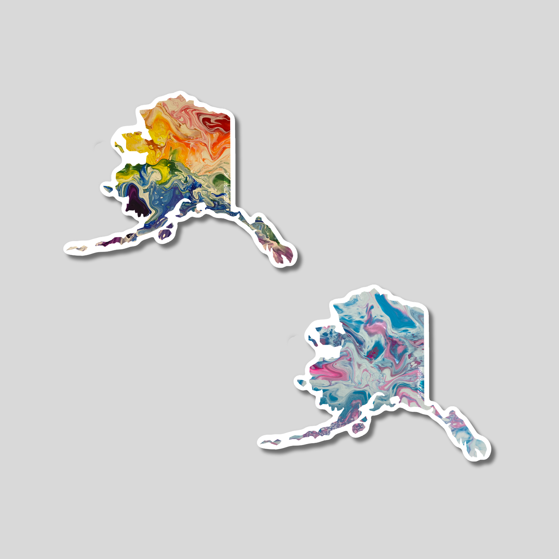 AbstractbyRabrams - Wholesale Sticker - Trans Pride Alaska Sticker, LGBTQ Alaska Rainbow Alaska1