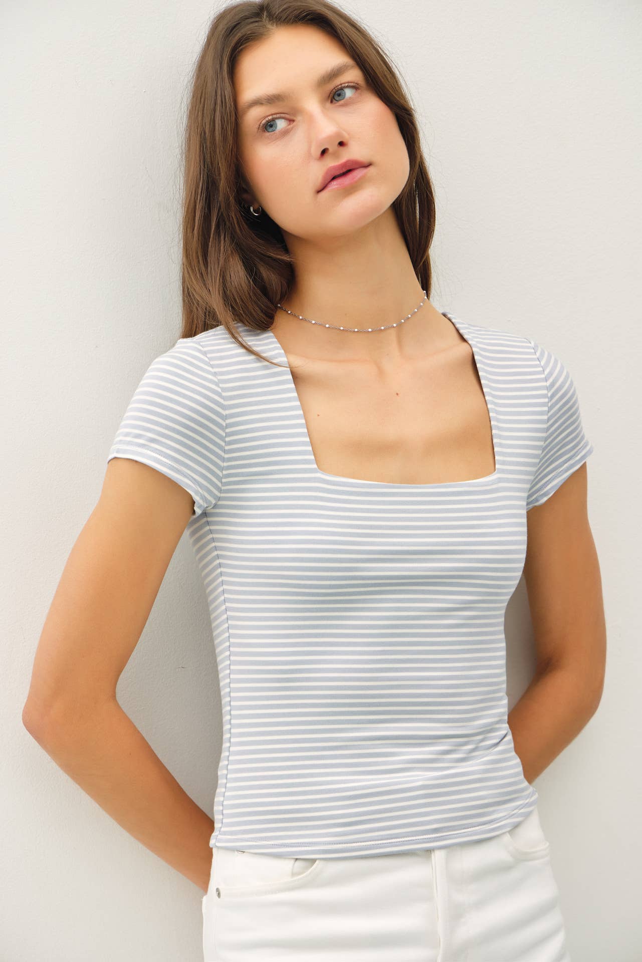 Be Cool - Wholesale Knit Top - Women's - ULTRA SOFT DOUBLE LINED STRIPED SQUARE NECK TOP 0