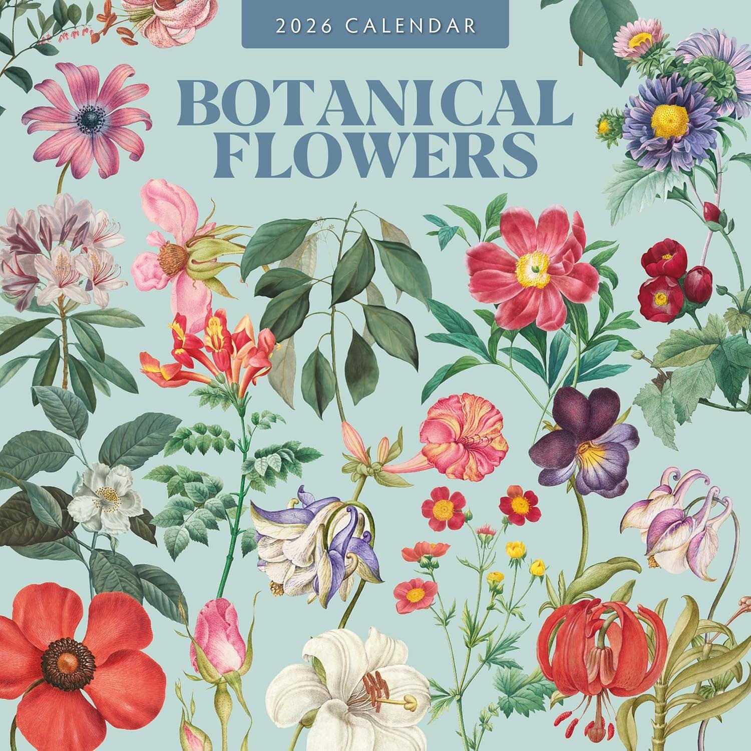 MiddleGift - Wholesale Calendar - Red Robin 2026 Botanical Flowers Monthly Wall Calendar0