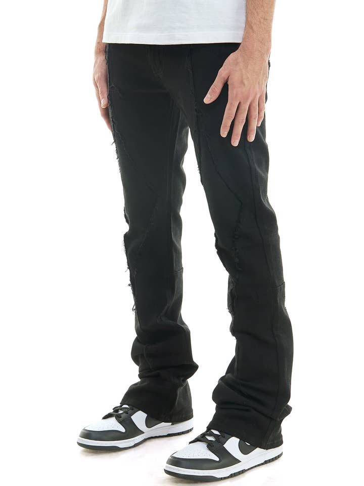 Black DIAMOND SKINNY FLARE PANTS for wholesale on Faire