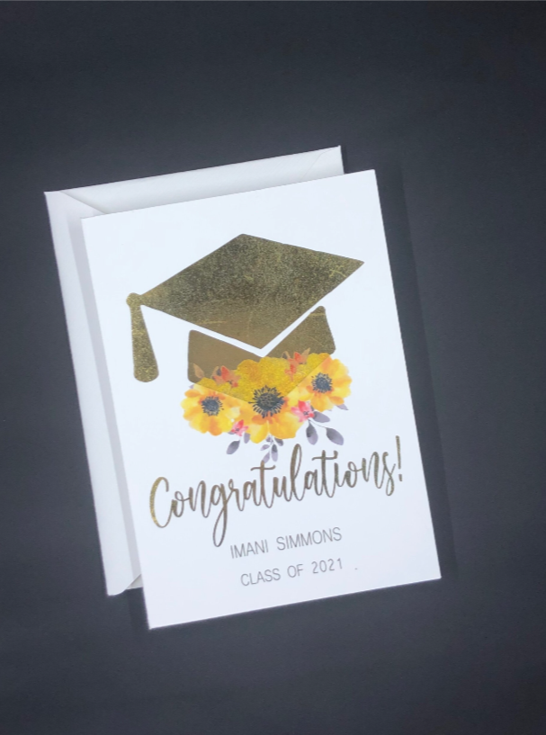 D. Johnson & Co Greetings - Wholesale Graduation Card - Floral Cap Grad Card2