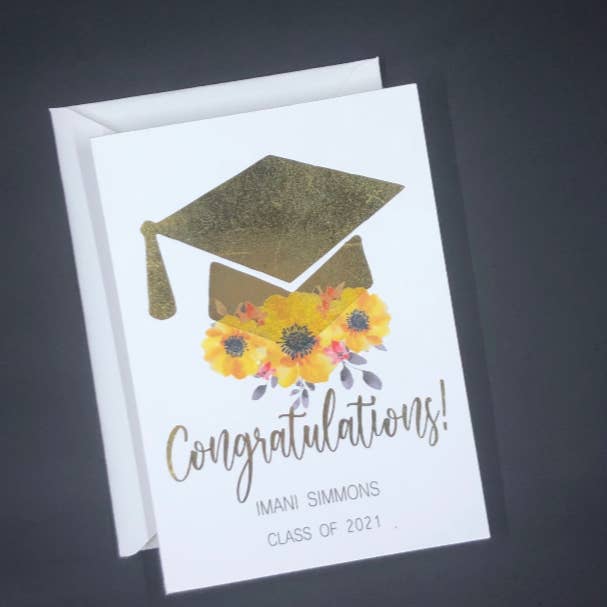 D. Johnson & Co Greetings - Wholesale Graduation Card - Floral Cap Grad Card2