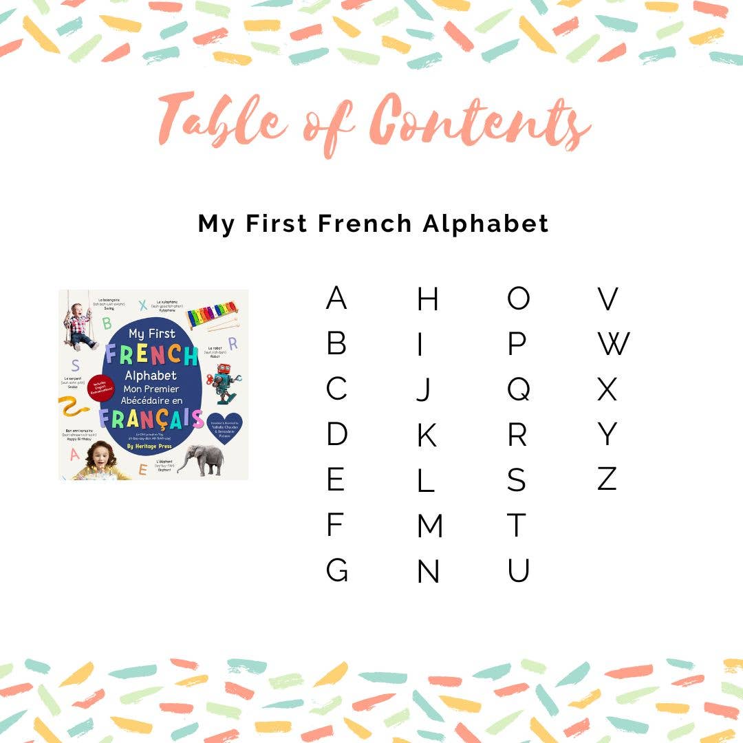 Heritage Kids Press - Wholesale Preschool Book (3-5) - My First French Alphabet / Mon Premier Abécédaire en Français1