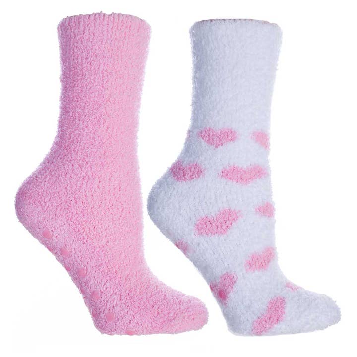 MinxNY - Wholesale Socks - Women's - Lavender Infused 2-Pair Slipper Socks - Hearts9