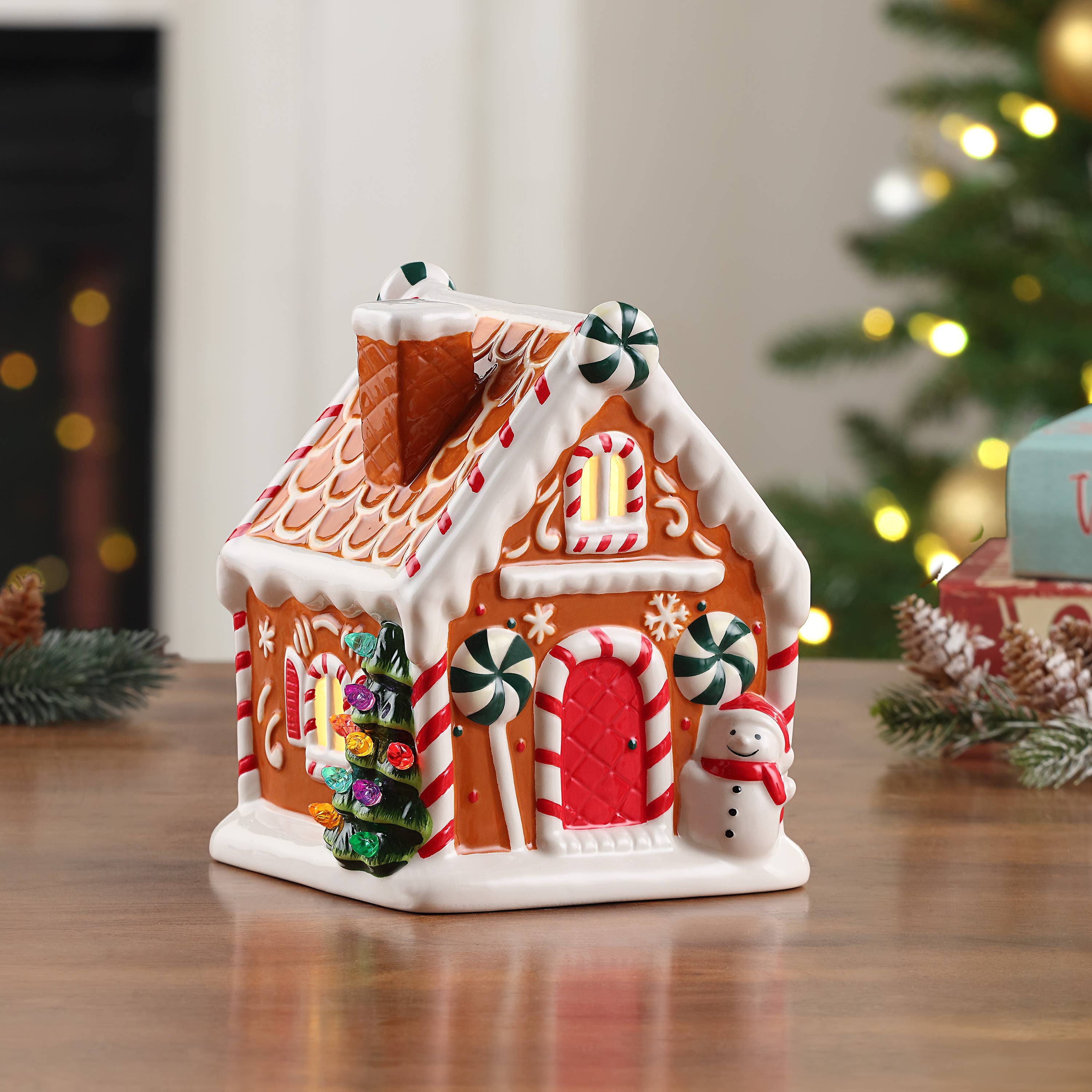 Mr. Christmas - Wholesale Christmas Decoration - Nostalgic Gingerbread House - Brown With Snowman1
