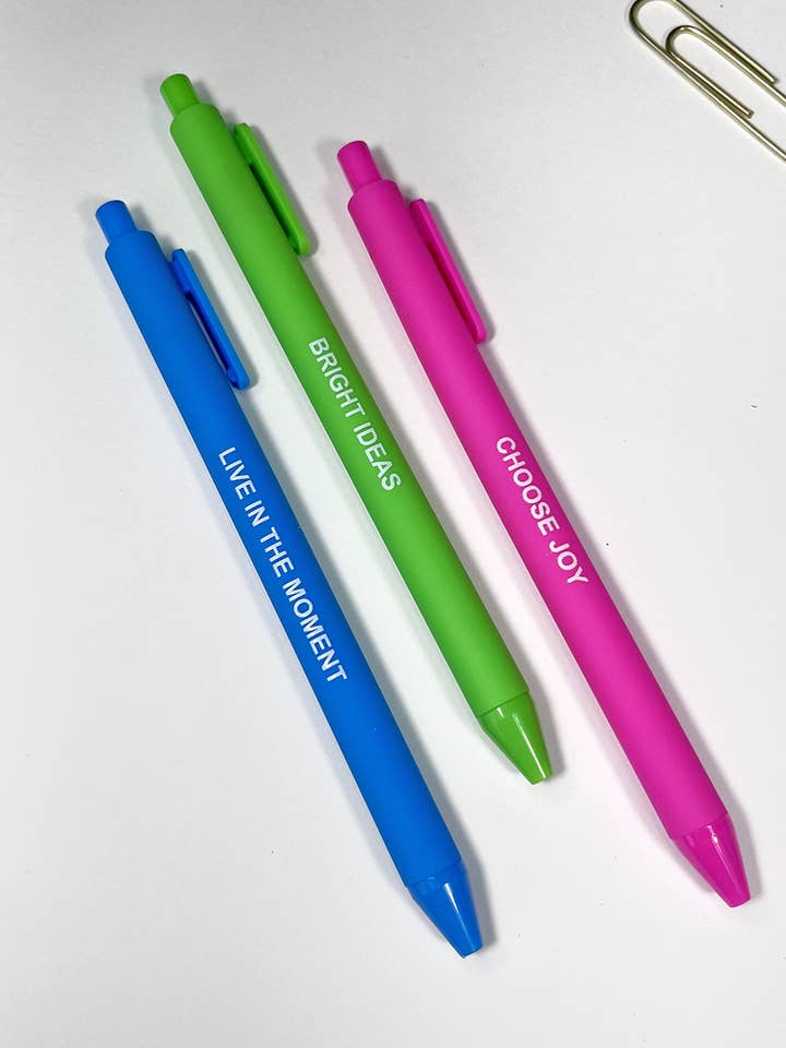 Positive Pen Set for journaling, stationery gift items for wholesale by Katherine Designs & Co.