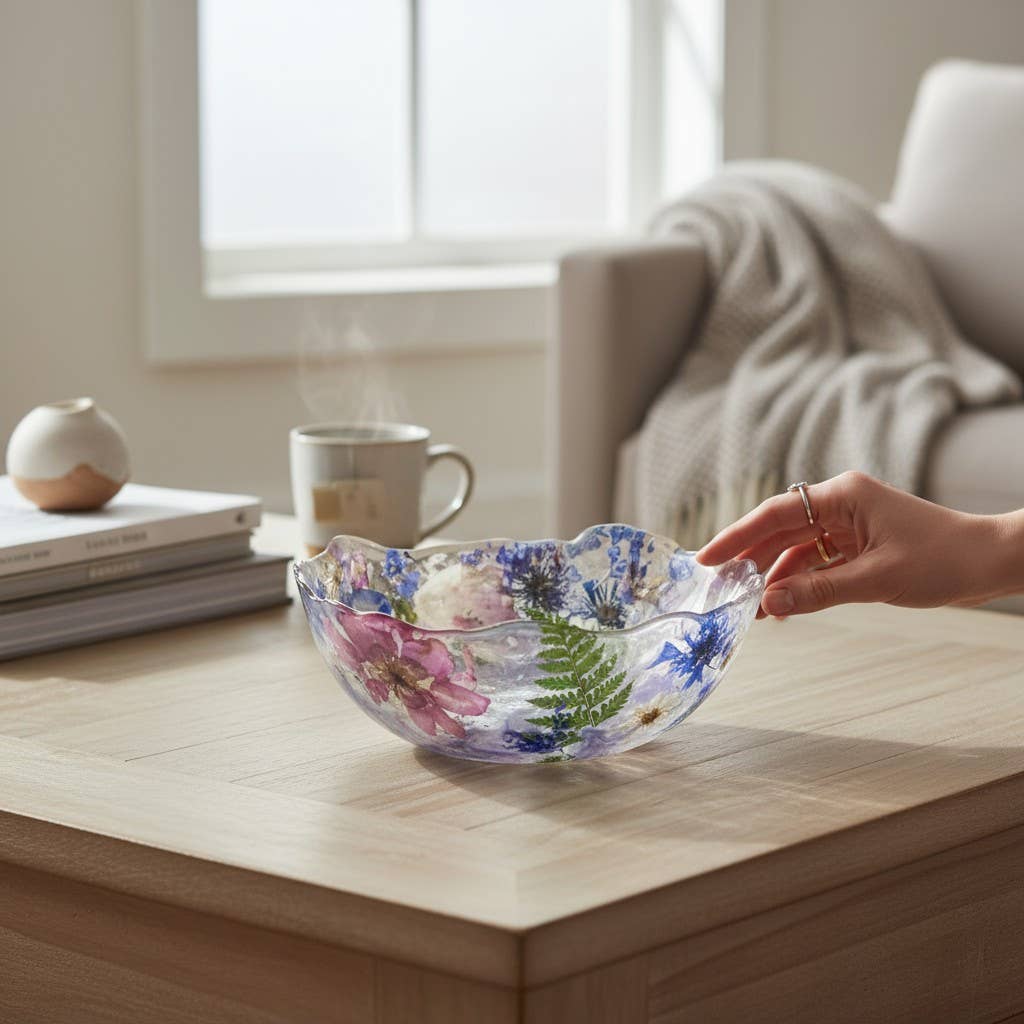 Ciao Bella Jewelry Inc - Wholesale Decorative Plate/Dish/Bowl - Pressed Flower Resin Art Bowl5