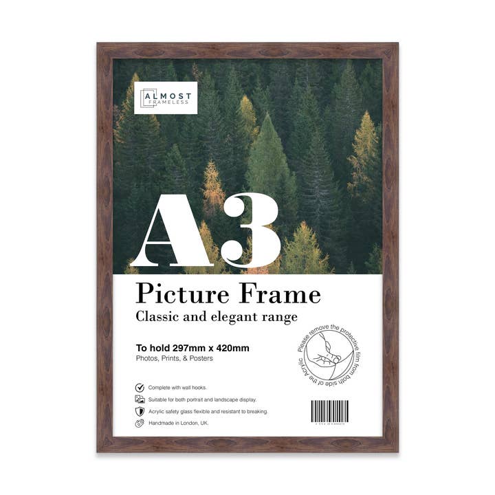 Walnut A3 Picture Frame for wholesale by WholesaleFrames.co.uk