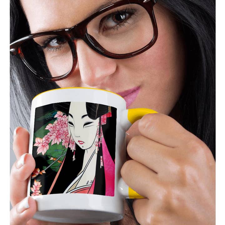 3dRose - Wholesale Coffee Mug - 3dRose, Goddess Of Beauty. Vintage Japanese woman. Colorful AI made art, Mug1