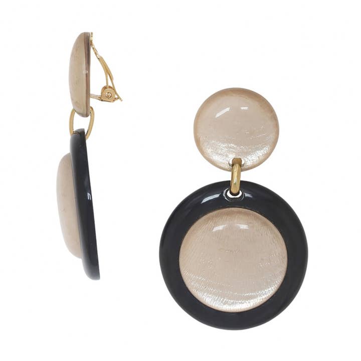 SAINT HONORE clip-on earrings large model 2 circles for wholesale by Nature Bijoux