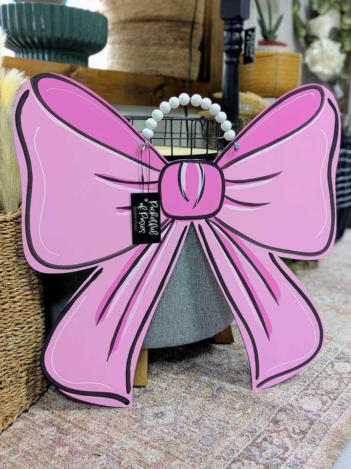 Baby Pink Bow Door Hanger for wholesale by Pocketful of Posies