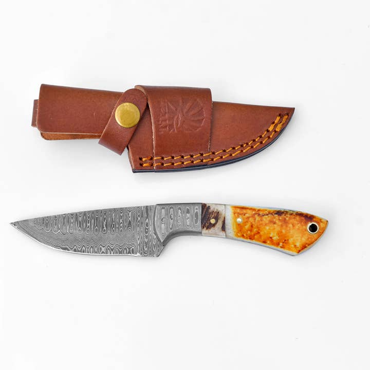 Damascus Steel Burnt bone & Walnut Hunting Knife and other Purchase Wholesale leather tool. Free Returns & Net 60 Terms on Faire trending on Faire.