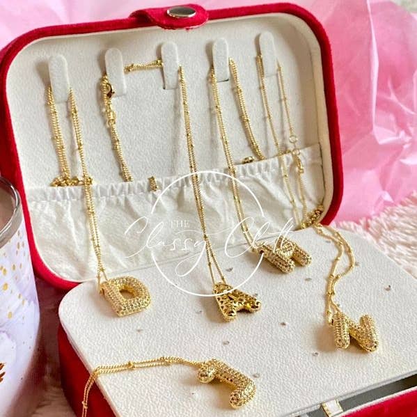 Jeweled Cz Bubble Letter Initial Necklace - Gold RTS and other Purchase Wholesale bubble initial necklace. Free Returns & Net 60 Terms on Faire trending on Faire.