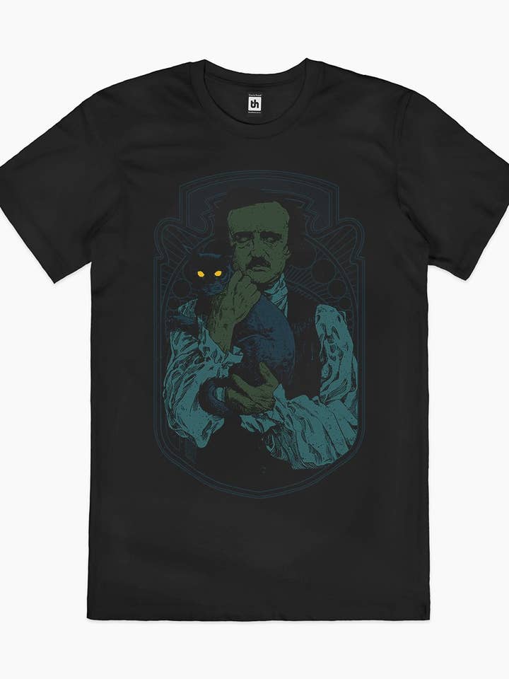 T-Shirt Poe e Gato Preto por atacado de Threadheads