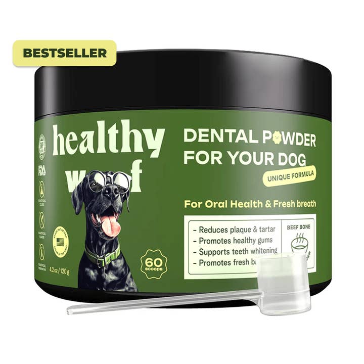 Healthy Woof - Wholesale Pet Supplement - Dog - Healthy Woof Dog Dental Powder for Clean Teeth - Medium