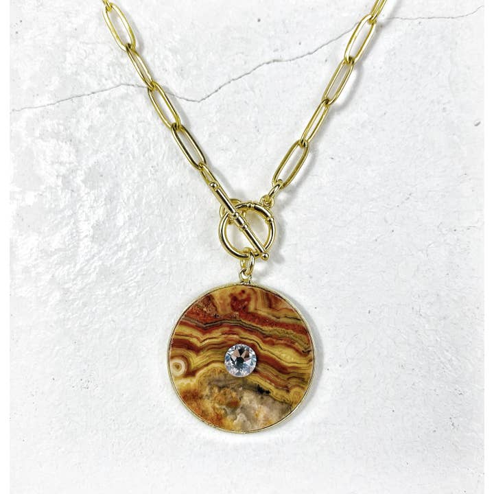 Black Lamb Design - Wholesale Pendant/charm necklace - Genuine Crazy Lace Agate Fob Necklace Made in Australia3