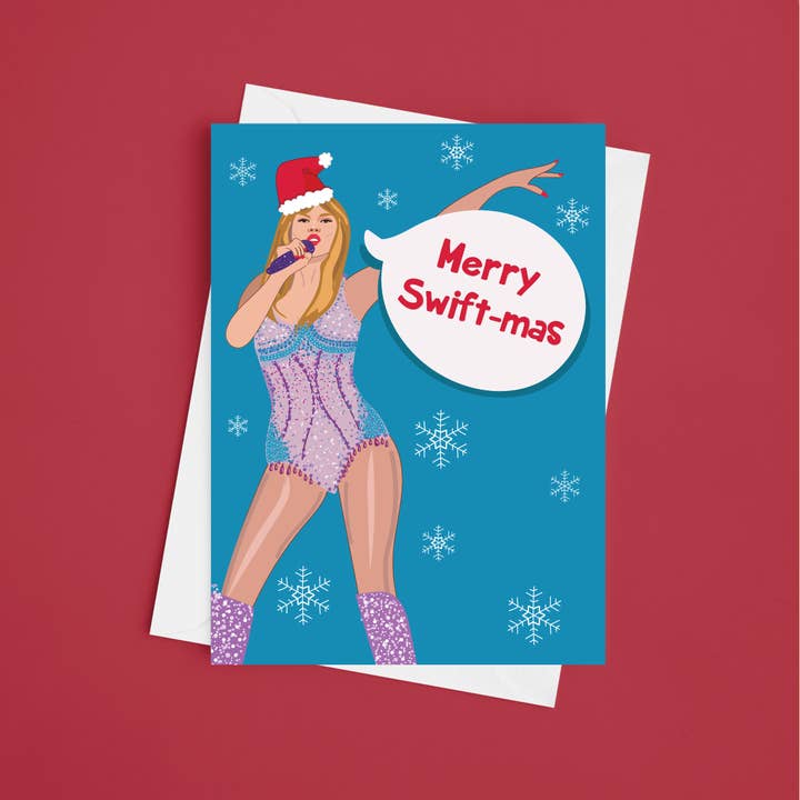 Merry Swift-Mas - Taylor Swift 5x7 Christmas Card for wholesale by Laura Lonsdale