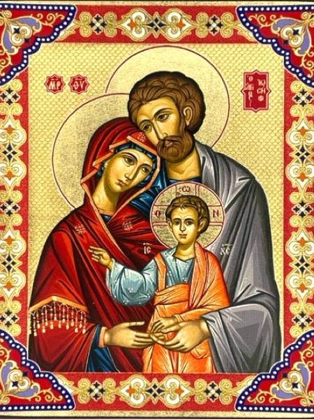 Icône sérigraphiée de la Sainte Famille — Style oriental pour la vente par The Art of the Icon