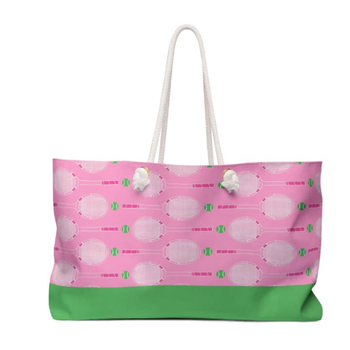 Weekender Tote Bag - Tennis Pink and Green for wholesale by Peachy Pendants