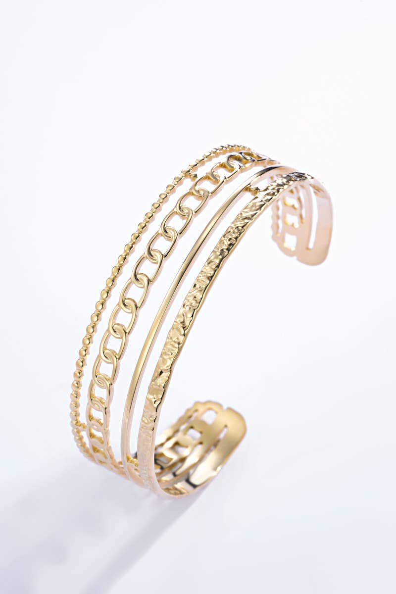 Guld 324AQ65 rustfrit stål struktureret armbånd for engroshandel på Faire