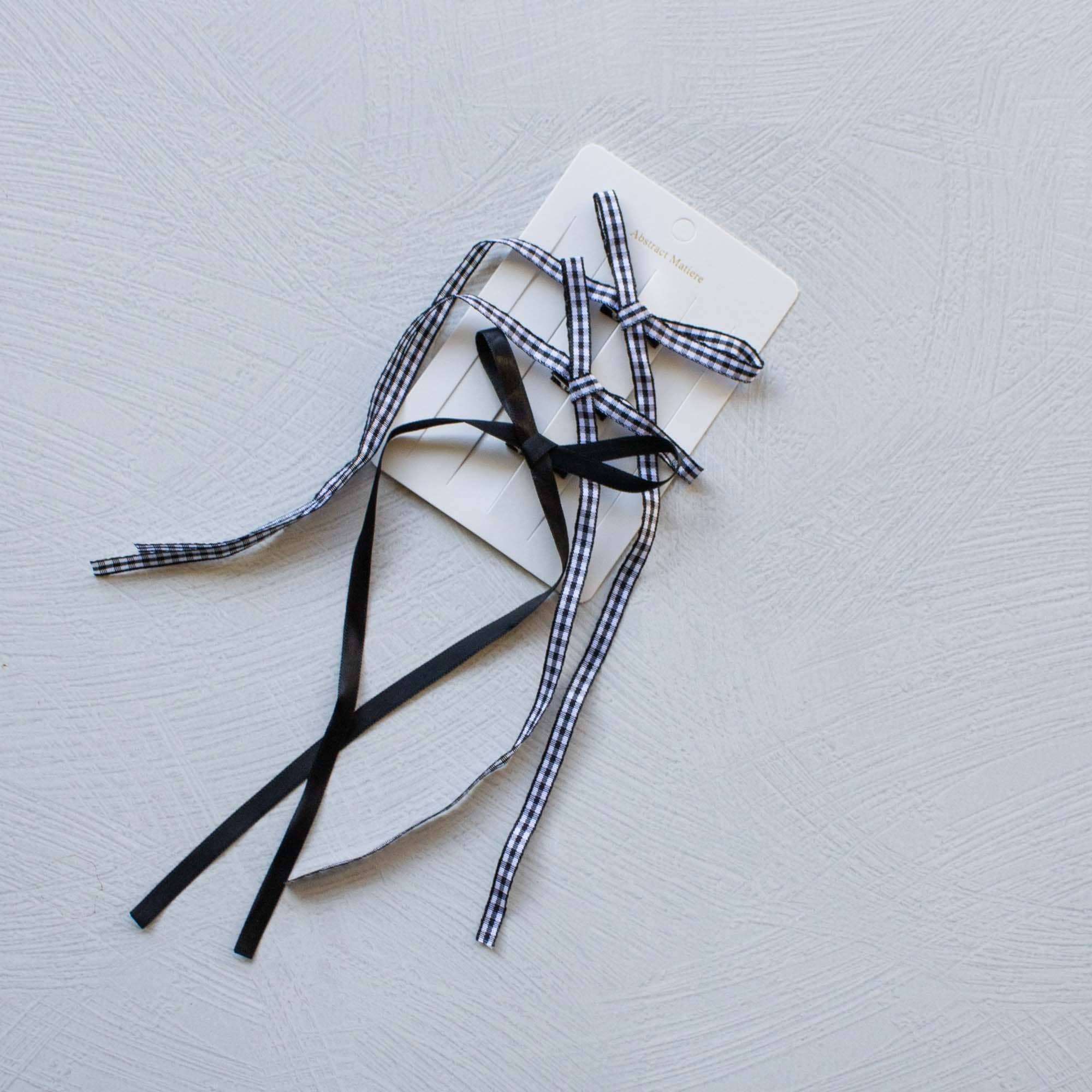 Tiepology - Wholesale Hair pin - Long Mini Check Pattern Bow Hair Pin Set4