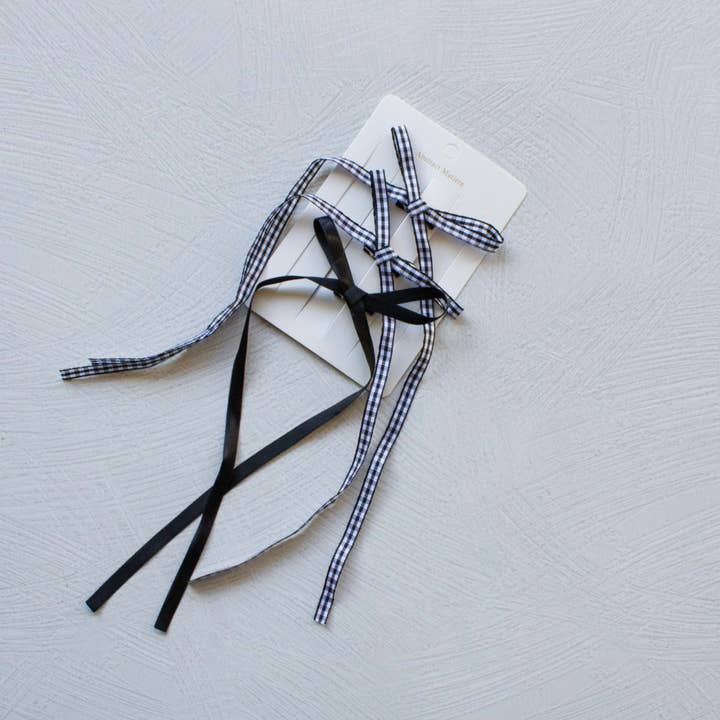 Tiepology - Wholesale Hair pin - Long Mini Check Pattern Bow Hair Pin Set4