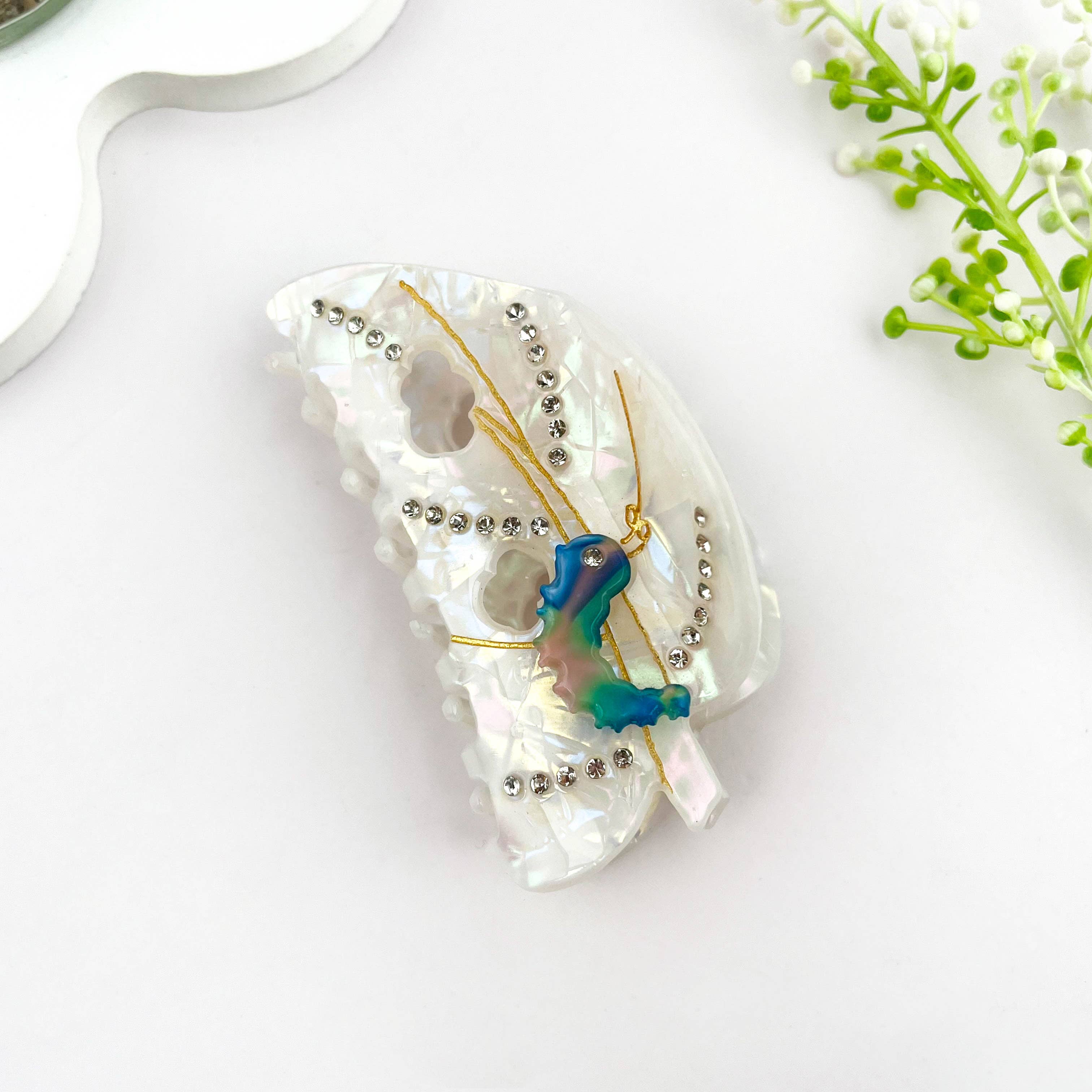 mildstyles – wholesale Hair clip – Women’s –  Summer Cute Caterpillar Leaf Rhinestone Hair Claw Clip1