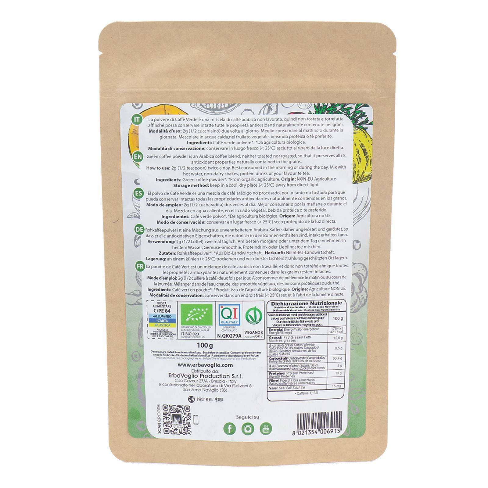 Erbavoglio - Wholesale Protein/Superfood Powder - Organic Green Coffee Powder1