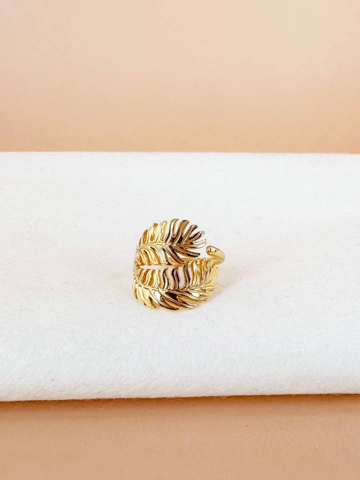 Bague motif plume en acier pour la vente par D Bijoux