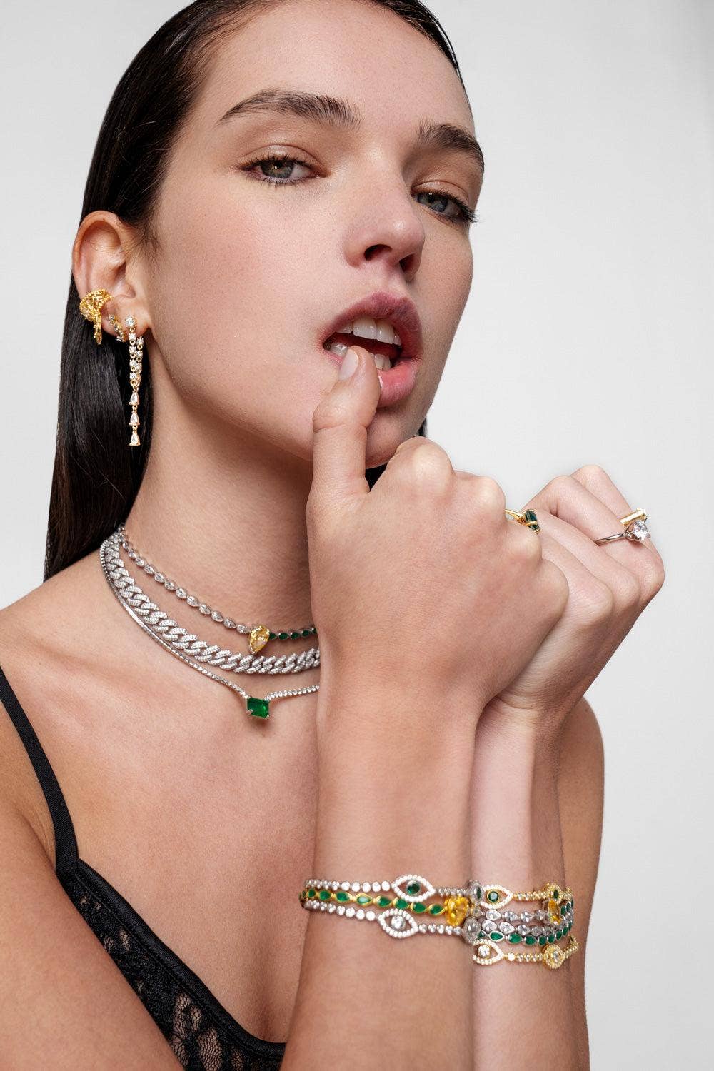 Selen Jewels – Engroshandel Halskæde med vedhæng – Smaragd Tennis Moissanit Halskæde1