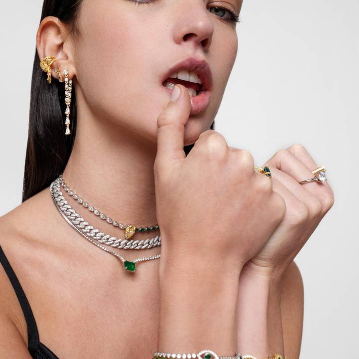 Selen Jewels – Engroshandel Halskæde med vedhæng – Smaragd Tennis Moissanit Halskæde1