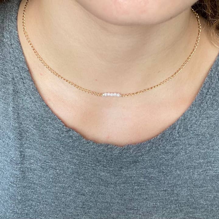 Semplicistica collana di perle in argento/oro 18 carati per la vendita all'ingrosso da parte di Mystical Rings