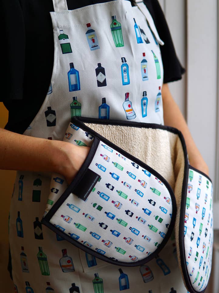 GIN 100% Cotton Apron for wholesale by Jessica Anderton Designs Limited