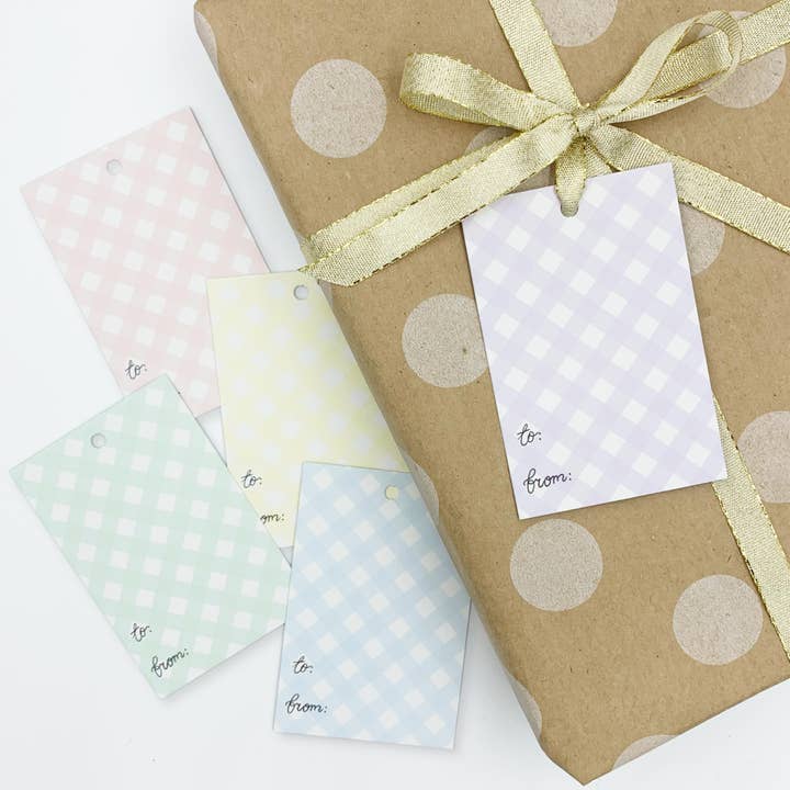 Black Bow Studio - Wholesale Gift tag - Gingham Gift Tags - Set of 102