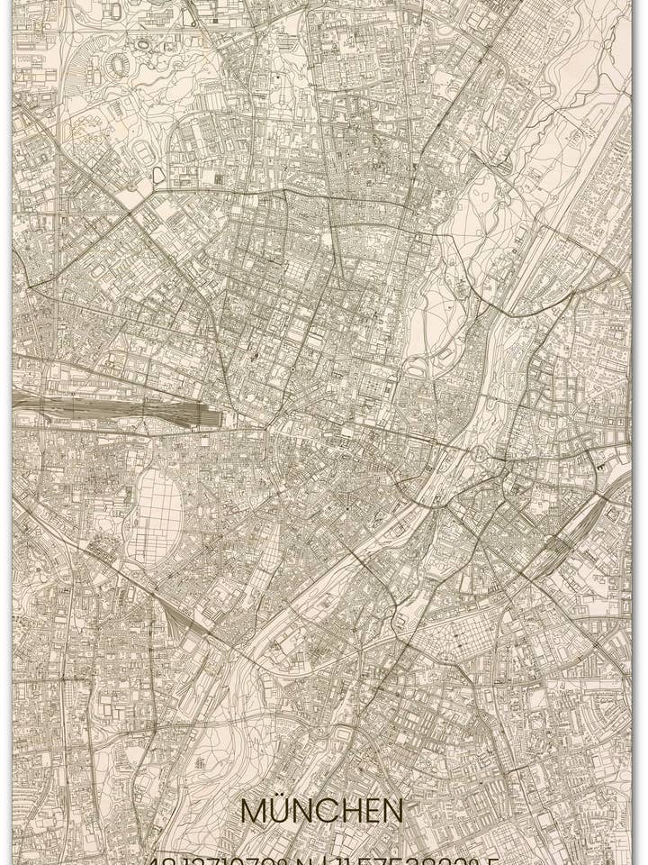 Wall decoration citymap München XL för wholesale av Brandthout.