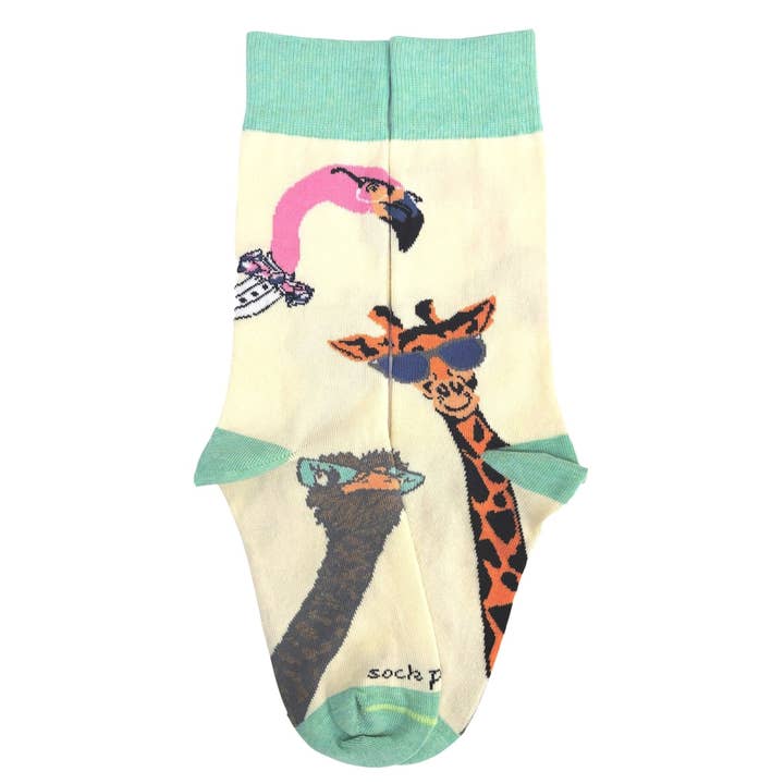 Long Necked Animals Wearing Glasses Socks from the Sock Panda (Adult Small - Shoe Sizes 2-5) for wholesale by Sock Panda