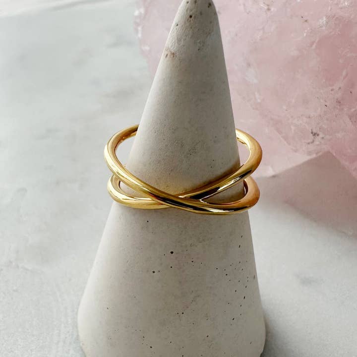 Adjustable Crossover X Ring for wholesale by Honeycat Jewelry