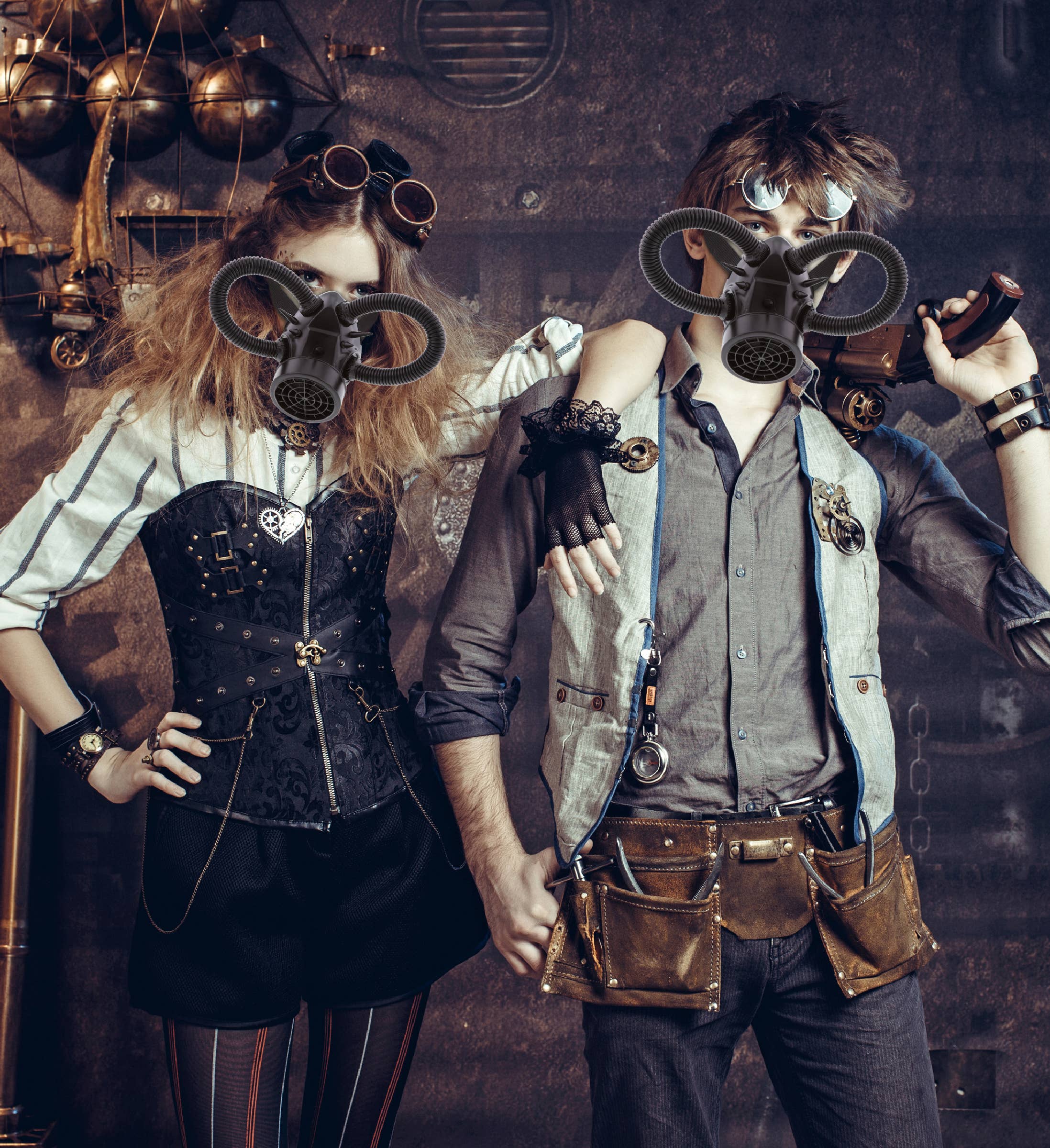 Cota Global - Vendita all'ingrosso Costume di carnevale - Bambini - Steampunk - Maschera a Gas per Bocca - Nera4