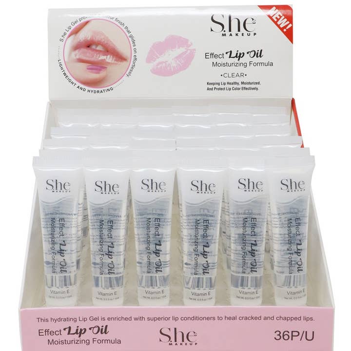 PINEAPPLE Beauty - Wholesale Lip Gloss - Makeup She LG07C Vitamin E Clear Lip Oil Gloss - 36pc