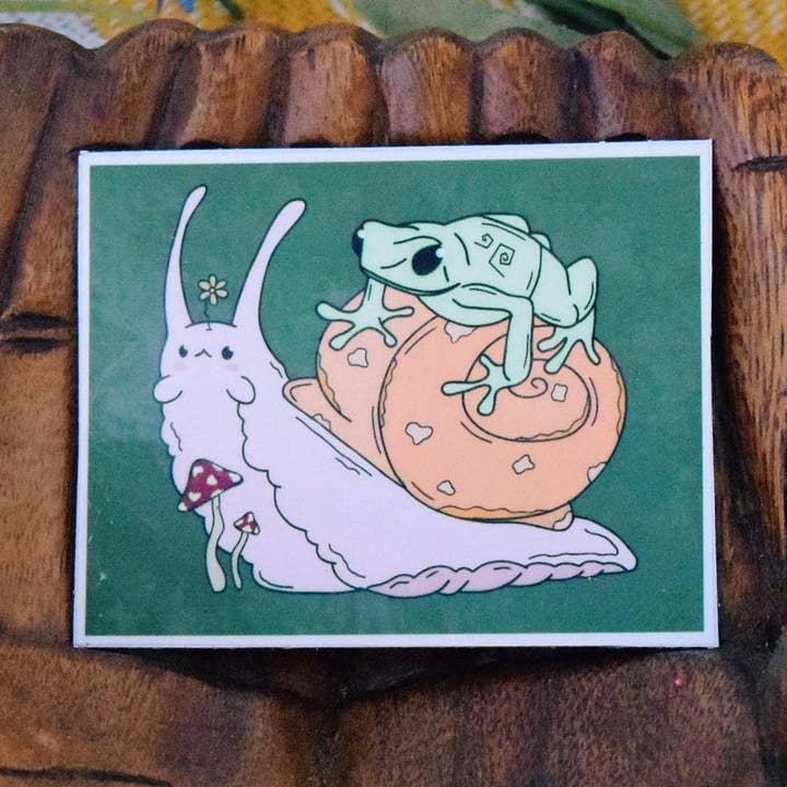 Groda och snigel kylskåpsmagnet, magnet för kylskåp för wholesale av Toadstool Creations