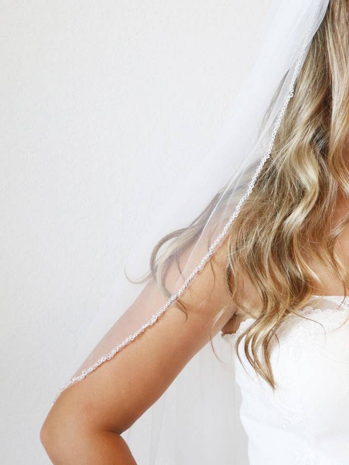 Crystal Edge Beaded Veil for wholesale by allureweddingjewelry