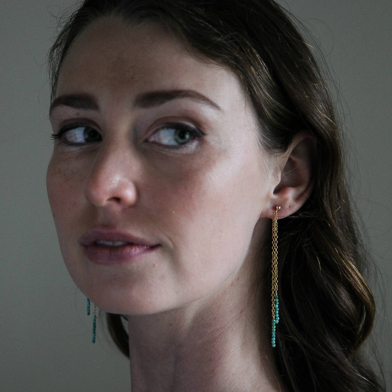 Heather Hawkins - Wholesale Dangle Earrings - Front Back Extra Tiny Gemstone Duster Earrings 14K Gold-Fill4