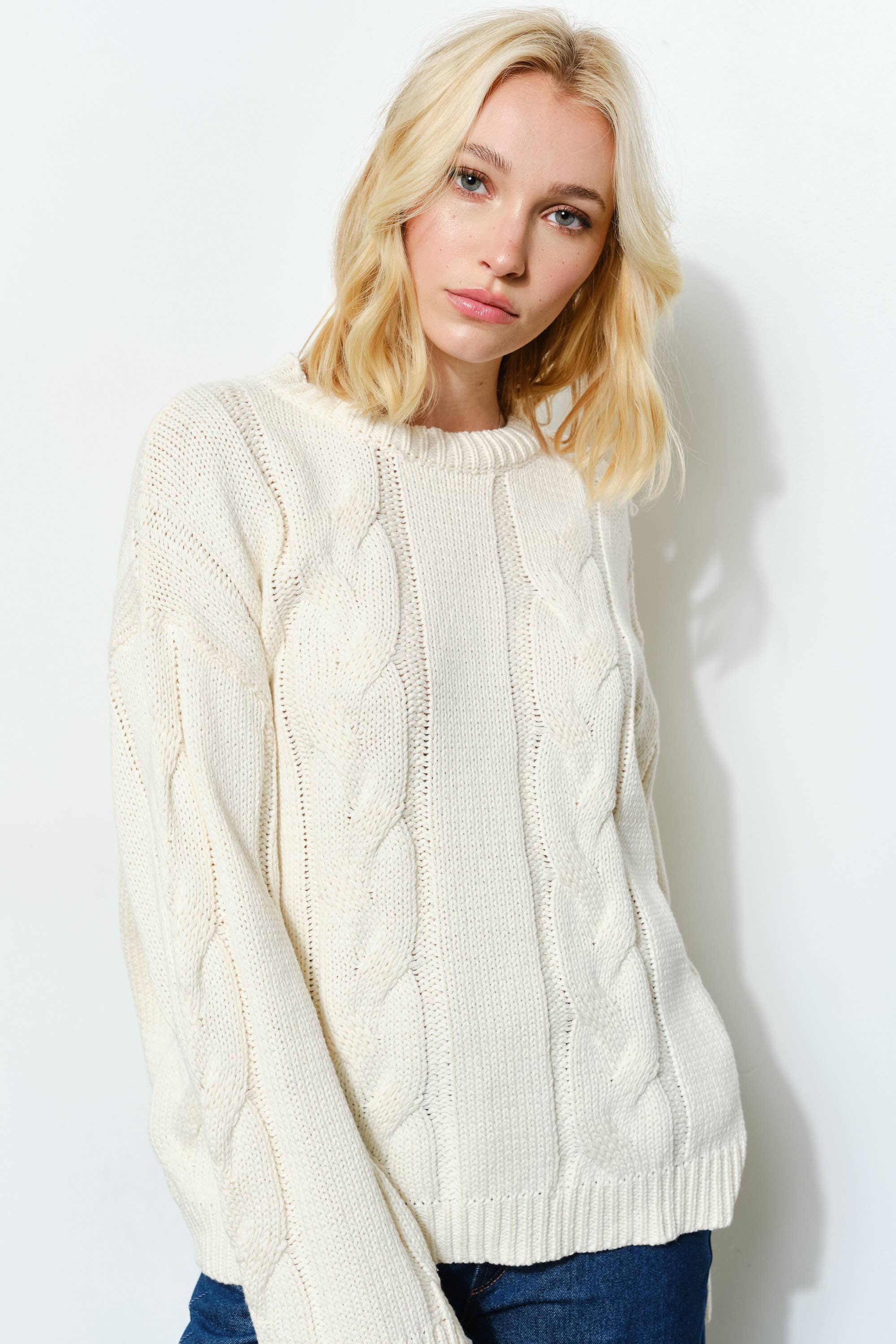 Pretty Garbage - Wholesale Knit Sweater - Women's - PRUDENCE CABLE KNIT SWEATER - Oversized, Fall6