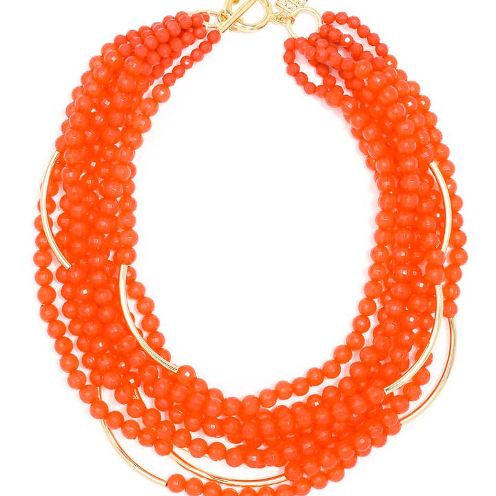 ZENZII Jewelry - Wholesale Bib Necklace - Multi Strand Layered Translucent Lucite Beads Necklace4