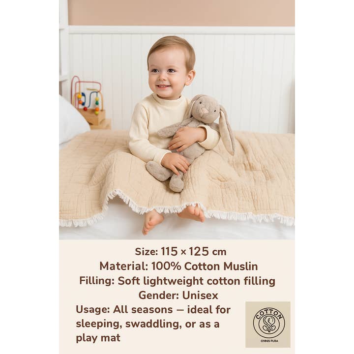 Omnis Pura – wholesale Quilt – Kids & Baby – 100% Cotton Muslin Baby Quilted Blanket – Unisex 115x125 cm 3