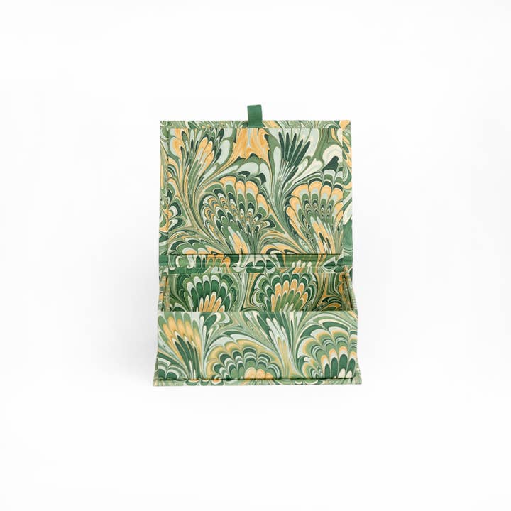 Craft Boat - Wholesale Decorative Box - MARBLED KEEPSAKE BOX SET - GREEN GOLDEN PEACOCK AND PEBBLE4