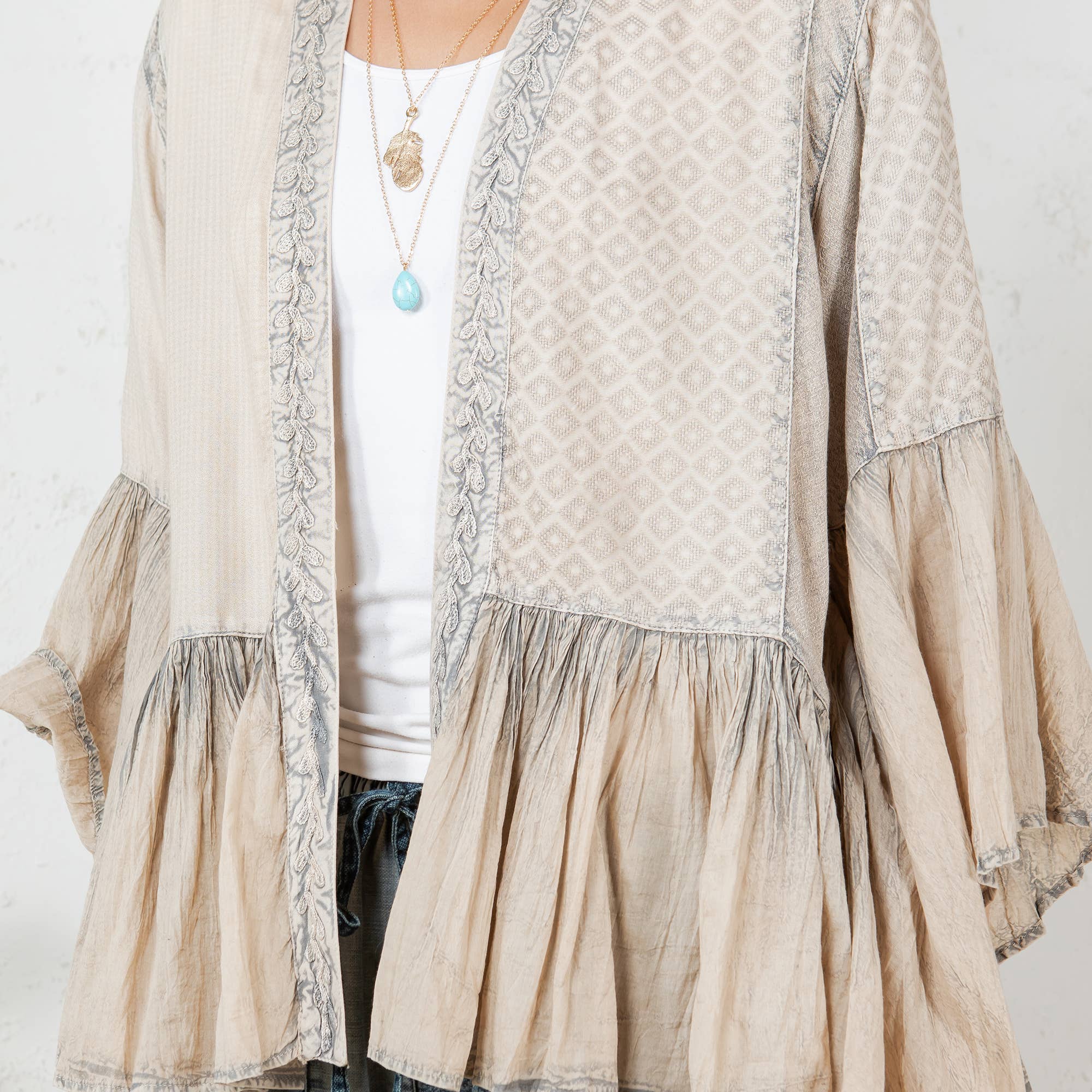 Young Threads - Wholesale Kimono - Women's - Elegant Kimono-Inspired Frill Shrug - New Style5