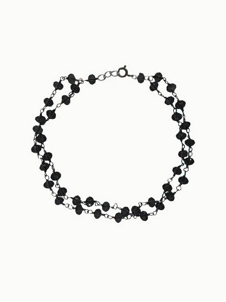 Pulseira Sivalya Spinel Preto com Corrente de Elo por atacado de Sivalya