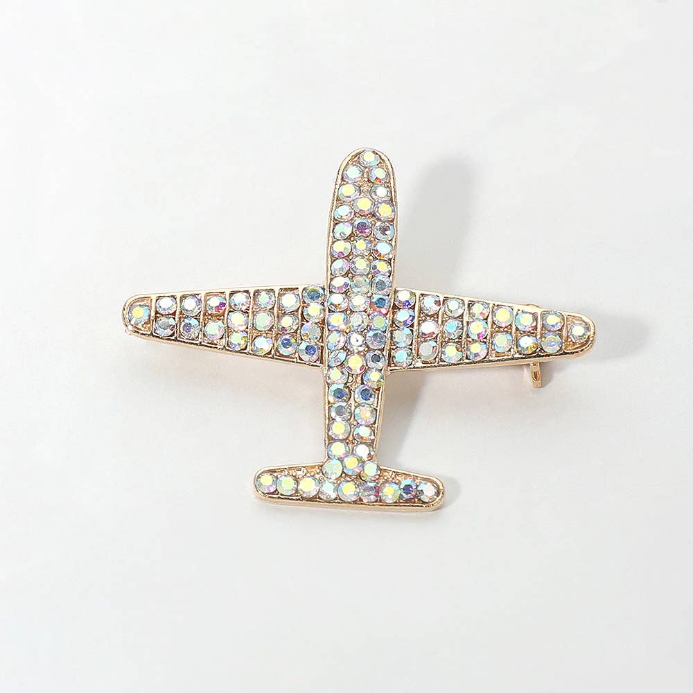 Sensibling Corp. - Wholesale Brooch - Rhinestone Embellished Airplane Pin Brooch0